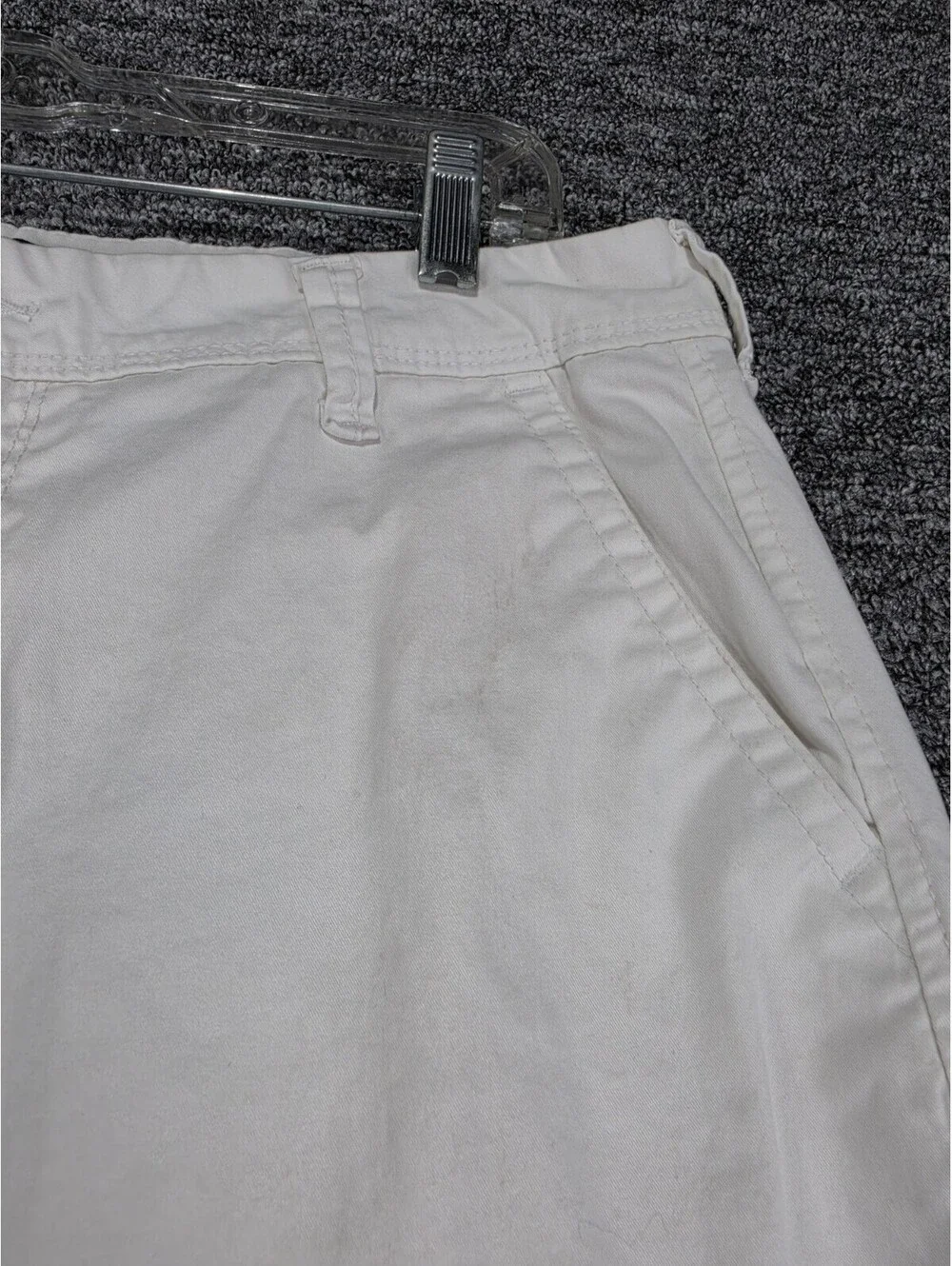 AERO Chino Shorts Men Cotton Stretch Flat Front Solid White Button Pockets